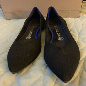 Rothys Black Point Toe Flat, 8.5